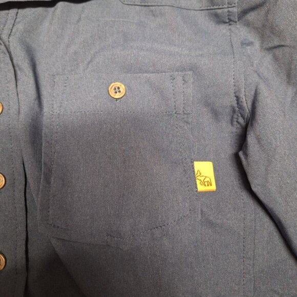 Western Rise Shirt Pullover Half Button Blue‎ Long Sleeve Youth Large Boys - Picture 11 of 14